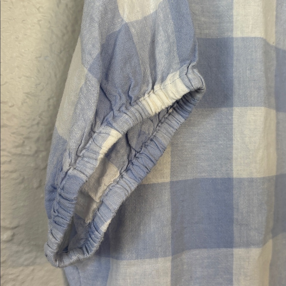 Madewell Light Blue and White Gingham Plaid Short Sleeve Open Back Top M - Picture 3 of 8